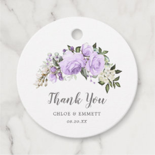 Boho Purple Rose Floral Wedding Thank You Favour Favour Tags