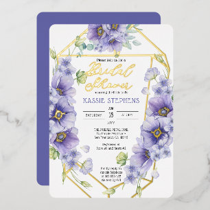 Boho Purple Violets Geometric Bridal Shower - Gold