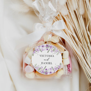 Boho Purple Wedding Favours Classic Round Sticker