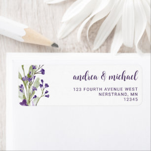 Boho Purple Wildflower Wedding Return Address