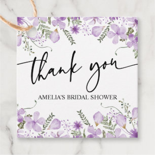 Boho Purple Wildflowers Bridal Shower Favour Tags