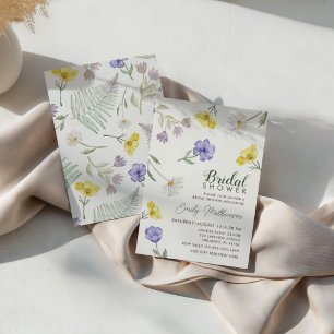 Boho Purple & Yellow Wildflower Bridal Shower Invitation
