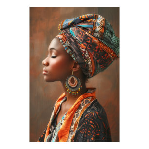 Boho Queen: African Lady in Traditional Scarf Wall Photo Print