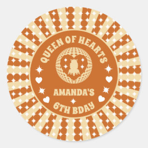 Boho Queen Of Hearts Birthday Party Classic Round Sticker