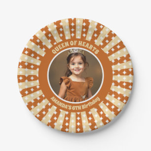 Boho Queen Of Hearts Birthday Party Photo Paper Plate