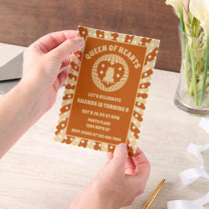 Boho Queen Of Hearts Birthday Party Vellum Invitations