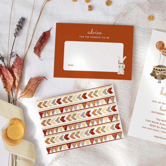 Boho Rabbit Navajo Baby Shower Parenting Advice Card (bohemian baby shower navajo pattern for a parent advice card)