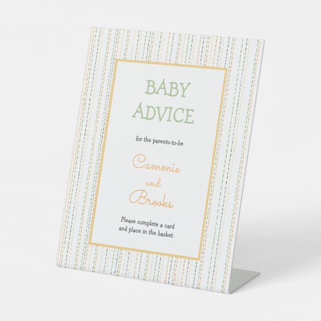 Boho Rain Sprinkles baby advice table sign (Front)