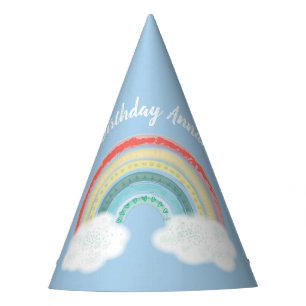 Boho Rainbow 1st Birthday Party Blue Boy Kids Party Hat