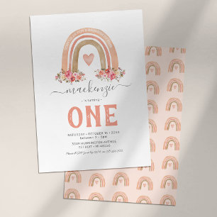 Boho Rainbow 1st Birthday Party Invitation