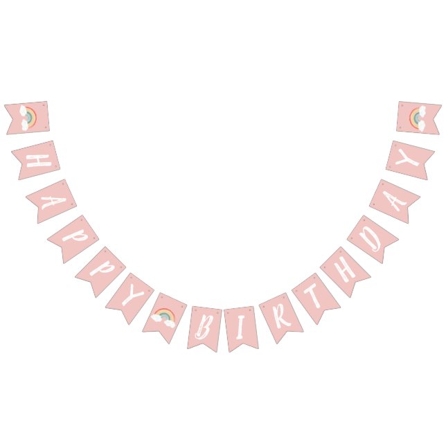 Boho Rainbow 1st Birthday Party Pink Girl Bunting (All)
