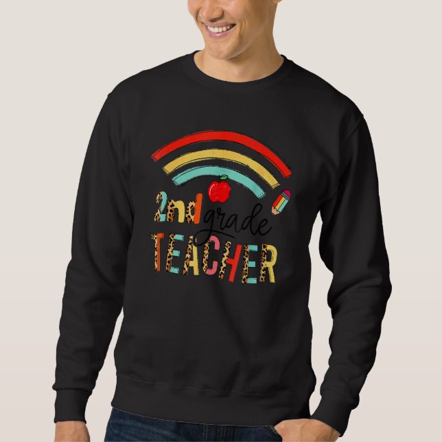 Boho Rainbow  2nd Grade Teacher Squad Back To Scho Sweatshirt (Front)