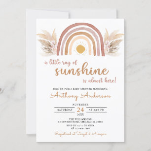 Boho Rainbow A Little Ray of Sunshine Baby Shower  Invitation