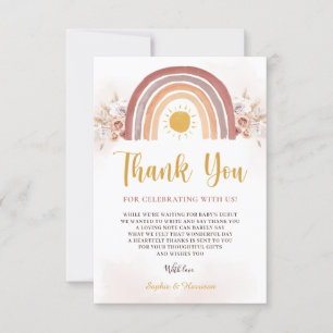 Boho Rainbow A Little Ray of Sunshine Thank You Card
