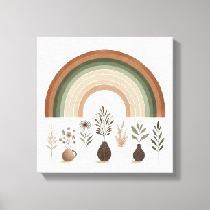 Boho Rainbow and Earthy Botanicals Canvas Print