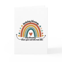 Boho rainbow and hearts birthday blessings design