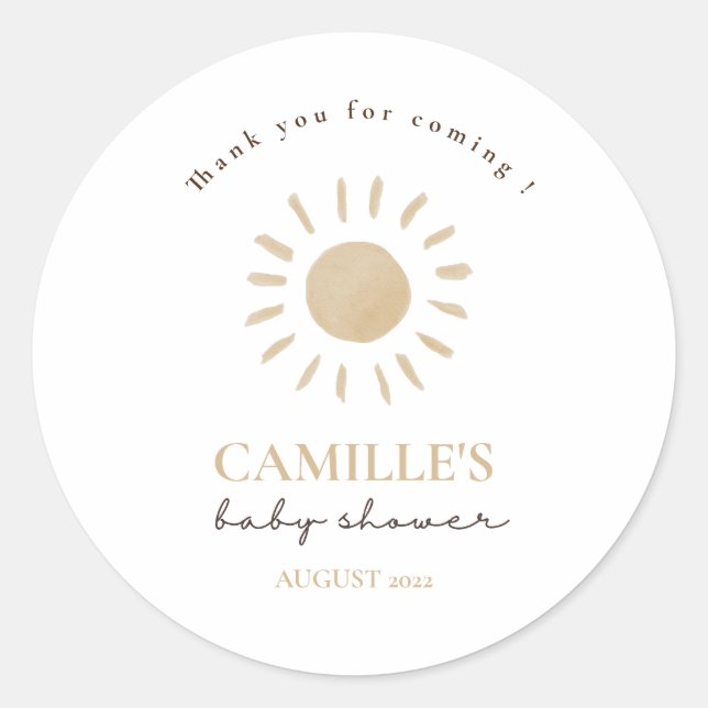 Boho Rainbow and Sunshine Colourful Thank You Clas Classic Round Sticker (Front)