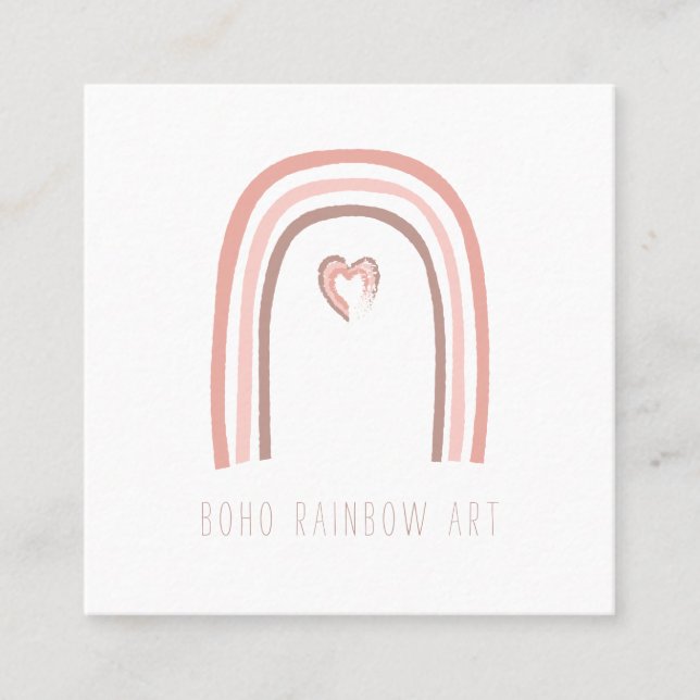 Boho Rainbow Art Square Business Card (Front)