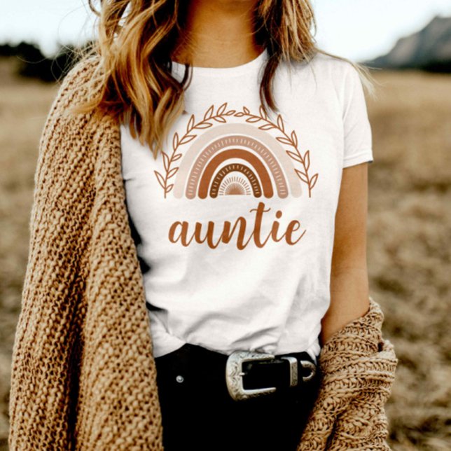  Boho Rainbow Auntie Shirt, Terracotta Muted Tones T-Shirt (Creator Uploaded)