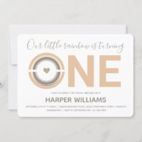 Boho Rainbow Baby 1st Birthday Invitation