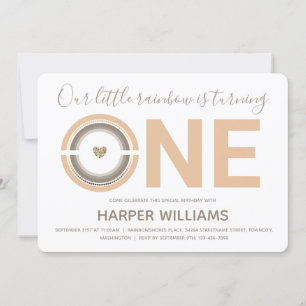 Boho Rainbow Baby 1st Birthday Invitation