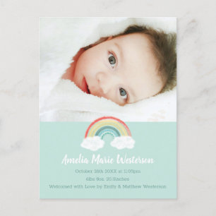 Boho Rainbow Baby Birth Announcement Postcard