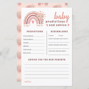 Boho Rainbow Baby Predictions & Advice Baby Shower