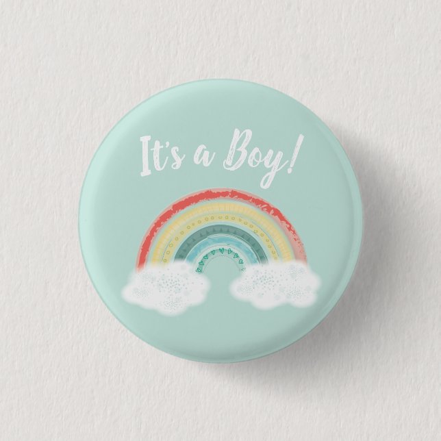 Boho Rainbow Baby Shower 3 Cm Round Badge (Front)