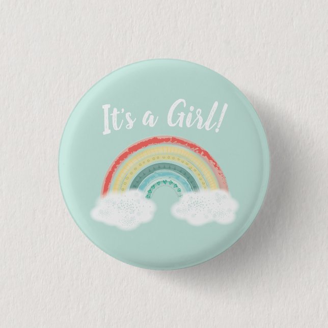 Boho Rainbow Baby Shower 3 Cm Round Badge (Front)
