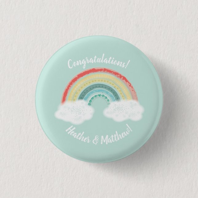 Boho Rainbow Baby Shower 3 Cm Round Badge (Front)