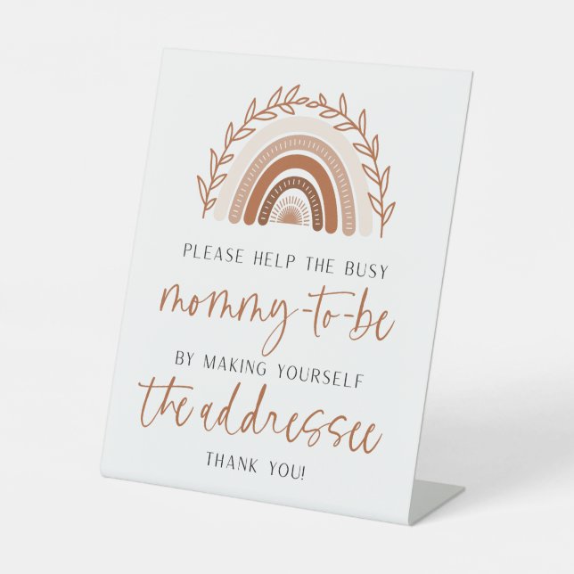 Boho Rainbow Baby Shower Addressee Sign (Front)