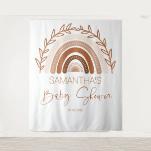  Boho Rainbow Baby Shower Backdrop, Terracotta Tapestry