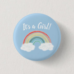Boho Rainbow Baby Shower Blue Boy 3 Cm Round Badge