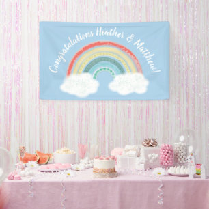 Boho Rainbow Baby Shower Blue Boy Banner