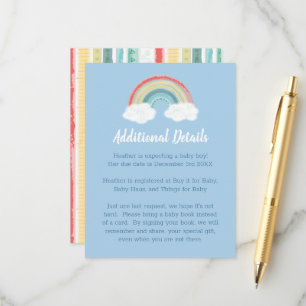 Boho Rainbow Baby Shower Blue Boy Enclosure Card