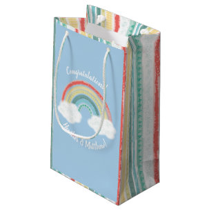 Boho Rainbow Baby Shower Blue Boy Small Gift Bag