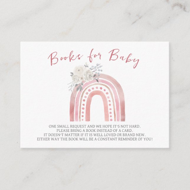 Boho Rainbow Baby Shower, Books for Baby Enclosure Card (Front)
