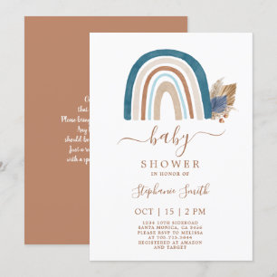 Boho Rainbow Baby Shower Boy Invitation