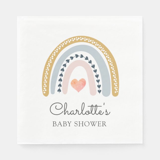 Boho Rainbow Baby Shower Classic Paper Napkin (Front)