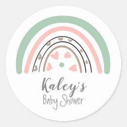 Boho Rainbow Baby Shower Classic Round Sticker