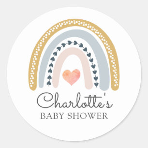 Boho Rainbow Baby Shower Classic Round Sticker