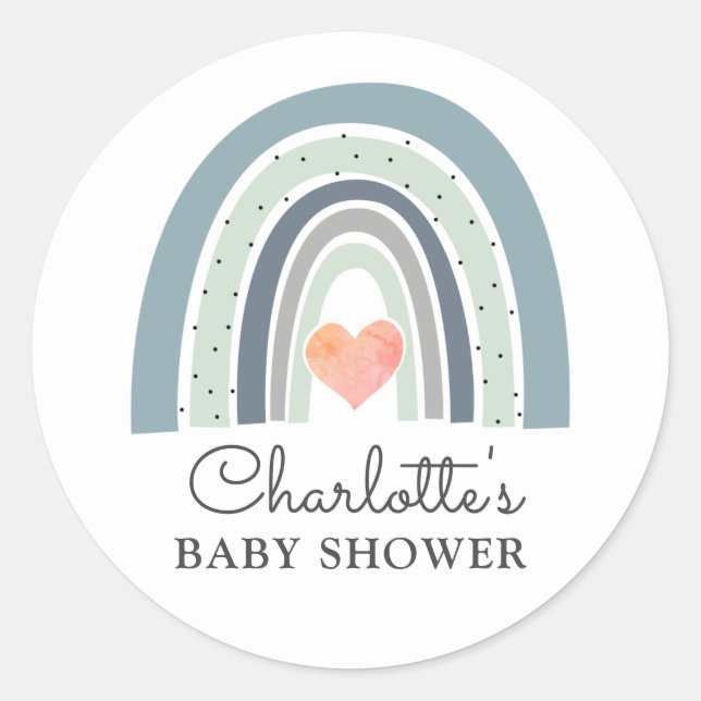 Boho Rainbow Baby Shower Classic Round Sticker (Front)