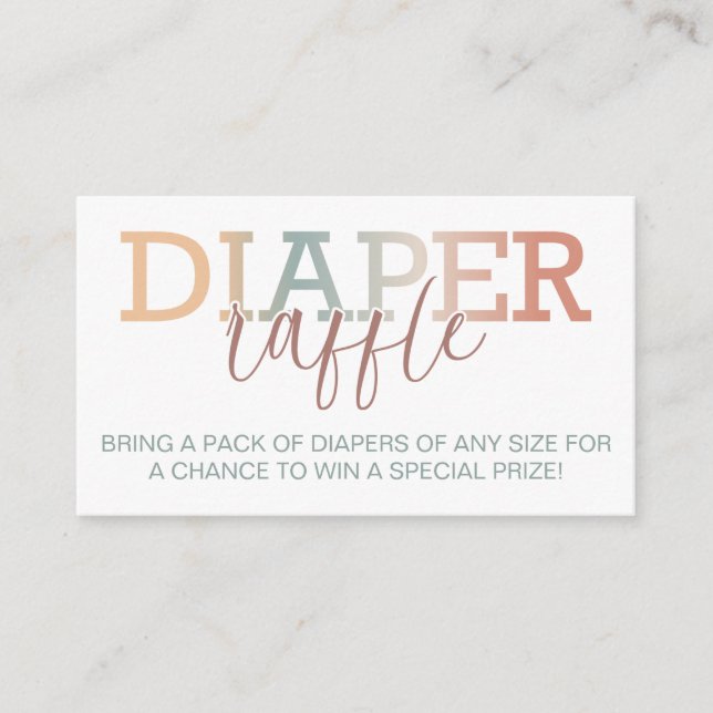 Boho Rainbow Baby Shower Diaper Raffle Card – Wate (Front)