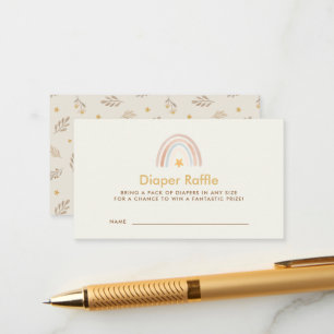 Boho Rainbow Baby Shower Diaper Raffle Enclosure Card