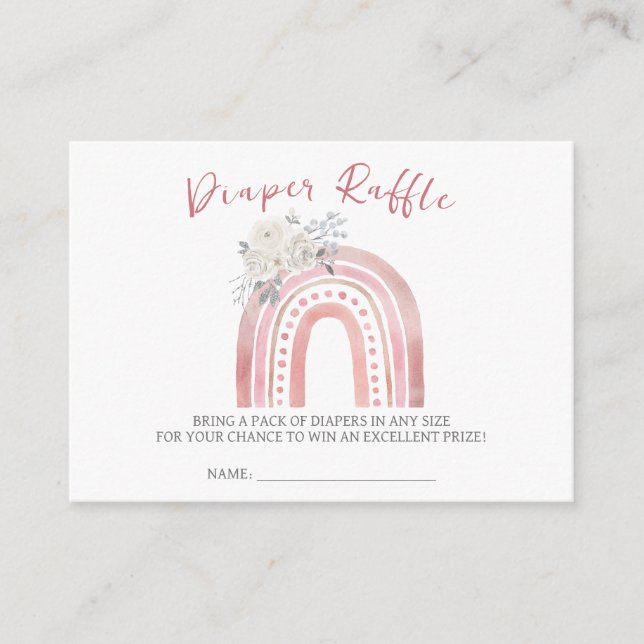 Boho Rainbow Baby Shower, Diaper Raffle Ticket Enclosure Card (Front)