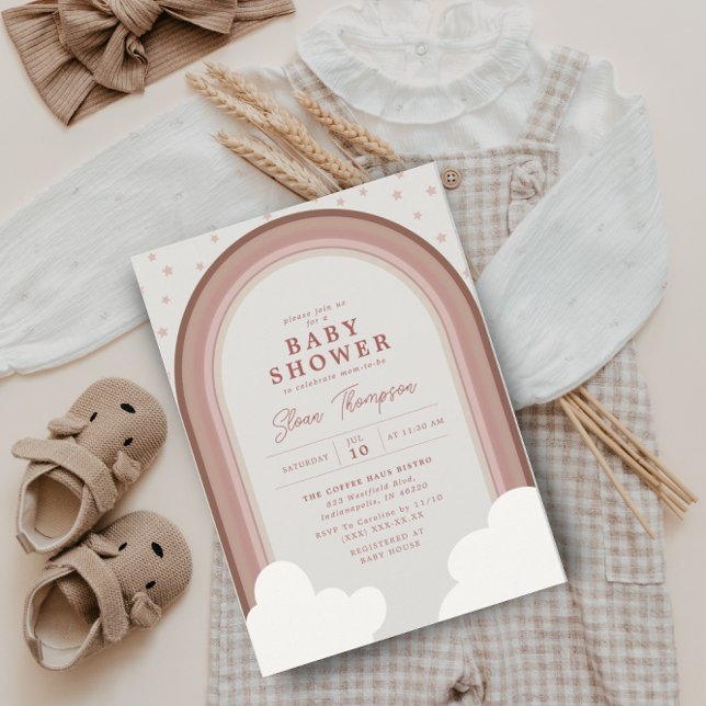 Boho Rainbow Baby Shower Earthy Girl Invitation (Creator Uploaded)