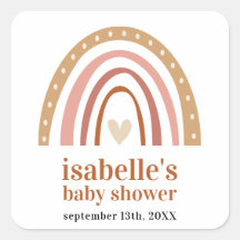 Boho Rainbow Baby Shower Favour Sticker