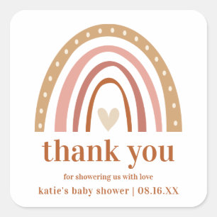 Boho Rainbow Baby Shower Favour Sticker