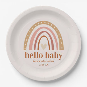 Boho Rainbow Baby Shower Favour Sticker Paper Plate