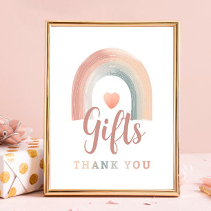 Boho Rainbow Baby Shower Gift Table Sign